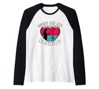 Divertenti Rose da Pesca per San Valentino Sono Umorismo da Maglia con Maniche Raglan