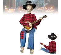 Divertenti Scheletri Animati Che Suonano Il Banjo, Scheletri Che Suonano Il Banjo, Scheletri Che Suonano Il Banjo per Halloween, Nuovi Musicisti Scheletrici Country Del 2025(Red,With Light)