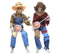 Divertenti scheletri animati di banjo da duello - Halloween Scheletro di banjo da duello animato | Spaventapasseri animati Decorazioni per il Ringraziamento Regali per il giorno del raccolto autunnale