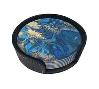 Divertenti sottobicchieri astratti con stampa marmorea e pietra, 6 pezzi sottobicchieri in pelle con supporto per ufficio, cucina, sala da pranzo, soggiorno, 9,9 cm