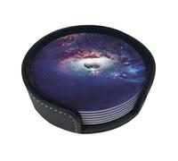 Divertenti sottobicchieri con stampa astratta dell'universo, 6 pezzi, in pelle, con supporto, per ufficio, cucina, sala da pranzo, soggiorno, 9,9 cm
