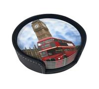 Divertenti sottobicchieri con stampa auto inglese, 6 pezzi in pelle con supporto per ufficio, cucina, sala da pranzo, soggiorno, 9,9 cm