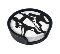 Divertenti sottobicchieri con stampa di arti marziali taekwondo, 6 pezzi, in pelle, con supporto, per ufficio, cucina, sala da pranzo, soggiorno, 9,9 cm