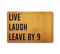 Divertenti tappetini decorativi per portico anteriore decorazione Live Laugh Leave By 9 Go Away personalizzati monogramma cucina e tappetini con retro in gomma antiscivolo (23,7 x 15,22,9 cm)
