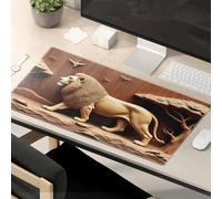 Divertenti tappetini per il mouse per il lavoro Scultura Leone d'oro In Paesaggio Africano Tappetino Per Mouse Divertenti Per Scrivania Divertente Accessori Da Scrivania F