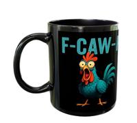 Divertenti tazze da caffè con pollo - tazzain ceramica con gallo per bicchieri da 12 once | F-Caw-F tazzada caffè 350ML Unisex per tè Cioccolata calda Latte Bevande fredde Amanti degli animali Tazze