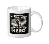 Divertenti Tazze da Caffè My Dad Is Not Just A Veteran He'S My Hero Tazza Da Caffe con manico Ceramica Mugs per Uomo Donna 330ml