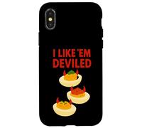 Divertenti uova alla diavola amanti del gioco di parole I Like 'Em Deviled, Scherzi sul cibo Custodia per iPhone X/XS
