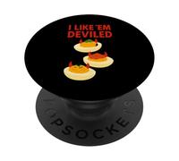 Divertenti uova alla diavola amanti del gioco di parole I Like 'Em Deviled, Scherzi sul cibo PopSockets PopGrip Adesivo
