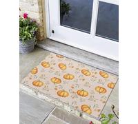 divertenti Zerbino da Esterno Fall Thanksgiving Orange Pumpkin Flowers Leaves Retro, Tappetino porta, Casa, Ingresso, Interno, Morbido Tappeto Ingresso 40X60cm