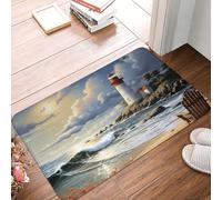 divertenti Zerbino di Benvenuto Sea Lighthouse Sandbeach, Tappetino porta, Cucina, Ingresso, Casa, Facile da Pulire Tappeto da Bagno 40X60cm