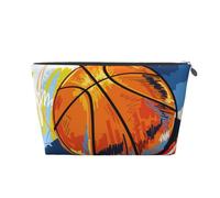 Divertimento di schizzo colorato di basket stampato, Borsa da toilette Borsa per trucco Borsa per cosmetici Borsa da toilette da viaggio portatile