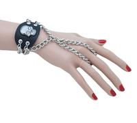 Divertimento Donna Braccialetto Argento Metallo Mano Catena Teschio Charm Biker