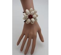 Divertimento Donna Braccialetto Bianco Rosso Perlina Fiore Fascino Elastico Moda