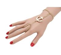 Divertimento Donna Nautico Bracciale Metallo Oro Mano Catena Ancora Charm Anello