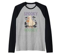 Divertimento Ghost Goose Halloween Spooky Goosey Maglia con Maniche Raglan