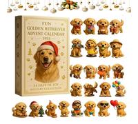 Divertimento Golden Retriever Avvent Calendar 2025, 24 pezzi 2d Ornamenti per cani Acrilici, set regalo di Natale a tema cucciolo, per gli amanti degli animali domestici e famiglie