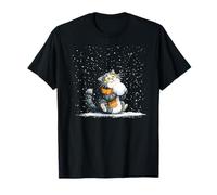 Divertimento in Inverno con Questa Grafica con Gatto e Palla di Neve Maglietta