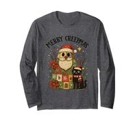 Divertimento Natalizio Merry Creepmas Santa Black Cat Maglia a Manica