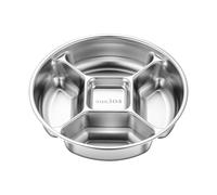 Divided Plate, Stainless Steel Thickened Kitchenware, 12x10 Inch Tray with Three Compartments, Meal Prep Storage Container, Kitchen Accessory with Modern Style, Catering Tool for Party Buffet