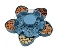 Divided Serving Platter - 5-Compartment Rotating Organizer for Easy Serving with Abs | Charcuterie Tray Snack Plate Perfect for Home Kitchen Living Room Cheese Chocolate Cookie Dessert Display