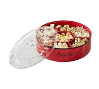 Divided Serving Tray - 7 Compartment Rotating Snack Platter With Lid & Handle | Candy, Fruit, Nut Organizer Dish For Party, Picnic, Wedding, Reception, Food Storage