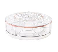 Divided Serving Tray - 7 Compartment Rotating Snack Platter With Lid & Handle | Candy, Fruit, Nut Organizer Dish For Party, Picnic, Wedding, Reception, Food Storage
