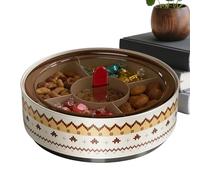 Divided Serving Tray - Rotating Divided Compartments Clear | Travel Snack Box For Eating Snack Fruits Nuts Pistachios Cherries | Rotating Divideds Food Grade Retro Tableware With 5 Compartments