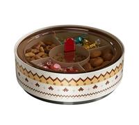 Divided Serving Tray - Rotating Snack Box with 5 Compartments, Clear Lid Container for Pistachios, Cherries, Blueberries, Nuts, Candies | 360° Rotating Snack Tray for Travel, Parties, Birthday Events,