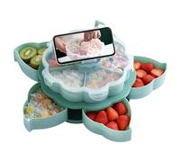 Divided Serving Tray, Two Layer Flower Container, Rotatable Snack Tray with Ten Compartments, Nut Storage Box with Lid, Desktop Appetizer Dish for Parties, and Buffet Serving
