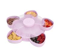 Divided Snack Box - Nut Fruit Serving Rotating Plate with Lid | Snack Tray with Compartments - for Apartment Kitchen Dining Room Living Room Picnic Garden BBQ Camping