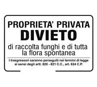 divieto di raccolta funghi e di tutta la flora spontanea i trasgressori saranno perseguiti nei termini di legge ai sensi degli art