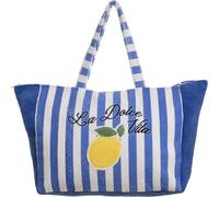DIVINA Borsa da Mare in Spugna Calypso Maxi, Design a Strisce, 48x38x19 cm - BAG 164 (Blu)