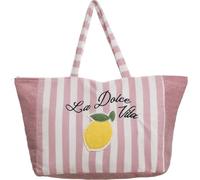 DIVINA Borsa da Mare in Spugna Calypso Maxi, Design a Strisce, 48x38x19 cm - BAG 164 (Pink)