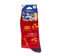 DIVINA Calzini Unisex in cotone elasticizzato aderenti per adulto e ragazzo - Pasta 1 - lunghezza 18 cm, versatili per Ufficio e Tempo Libero (IT, Testo, Taglia unica, Unica - Uomo, Red)