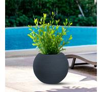 Vaso in resina da esterno interno per piante tondo a sfera di design d.40x h 33cm - Peso 1,5 kg Botticelli Grigio colore grigio grigio