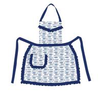 DIVINA Grembiule da Cucina con Tasca Frontale, Design Colorati, allacciatura Regolabile, per Cucina e BBQ - Grmb 08 (Design - Sardine)