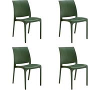 DIVINA HOME Sedia set 4 pz in resina impilabile made in Italy design per interno esterno SOFIA Verde Salvia