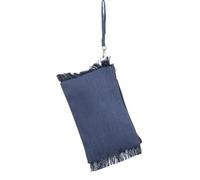 DIVINA Italian Design Pochette in Canvas, Turchese, 28x18 cm, con Zip e Cinturino da Polso Removibile - DR10 (Denim)