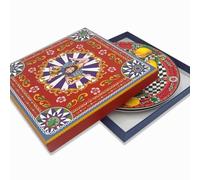 DIVINA Italian Design Set 2 Piatti Ceramica Trinacria, 19 cm, Decorati con Limoni e Motivi Mitologici, con Luxury Box - SF171