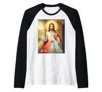 Divina Misericordia Immagine Gesù confido in Te Preghiera cattolica Maglia con Maniche Raglan