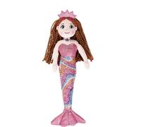 DIVINA Peluche Sirena, Bambola Sirenetta in Peluche, 35 cm, con Corona Brillante e Coda Scintillante, MIRA, Italian Design - cod. TOY 6 (Fucsia)