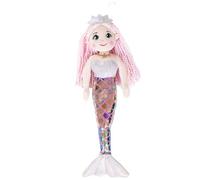 DIVINA Peluche Sirena, Bambola Sirenetta in Peluche, 35 cm, con Corona Brillante e Coda Scintillante, MIRA, Italian Design - cod. TOY 6 (Rosa)
