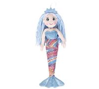 DIVINA Peluche Sirena, Bambola Sirenetta in Peluche, 35 cm, con Corona Brillante e Coda Scintillante, MIRA, Italian Design - cod. TOY 6 (Celeste)