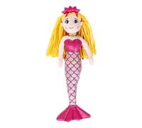 DIVINA Peluche Sirena, Bambola Sirenetta in Peluche, 35 cm, con Corona Brillante e Coda Scintillante, MIRA, Italian Design - cod. TOY 6 (Giallo)