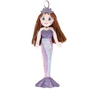 DIVINA Peluche Sirena, Bambola Sirenetta in Peluche, 35 cm, con Corona Brillante e Coda Scintillante, MIRA, Italian Design - cod. TOY 6 (Viola)