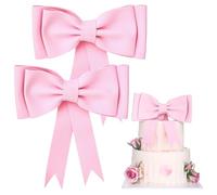DIVINA VITAE 2 Pezzi Decorazione per Torta con Fiocco Rosa Extra Grande Decorazione per Torta Romantica Carina per Donne Ragazze Decorazioni per Feste di Matrimonio di Compleanno