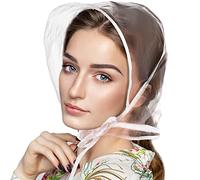 DIVINA VITAE 6 Pezzi Cappello Antipioggia con Parasole - Plastica Trasparente Impermeabile, Protezione Acconciatura Unisex, Parapioggia Bianco