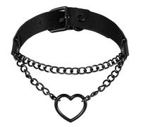 DIVINA VITAE Collana Girocollo Nera Collana Da Donna In Pelle Nera Gotica Collana Regolabile A Forma Cuore Collana Girocollo Retrò Regolabile Per Ragazze Accessori Di Halloween E Natale