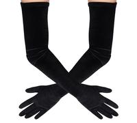 DIVINA VITAE Guanti di Velluto Nero al Gomito Degli Anni '20 in Raso, Guanti da Sposa Eleganti Moderni per Cena All'Opera